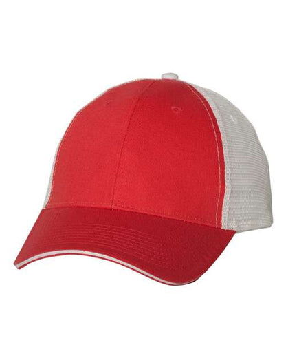 Valucap Sandwich Trucker Cap - Red/ White Front