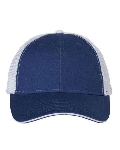 Valucap Sandwich Trucker Cap - Royal/ White Front