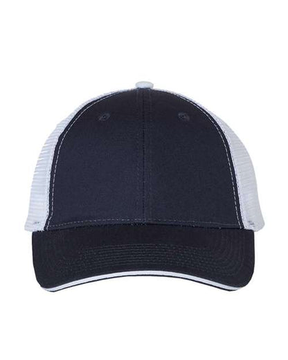 Valucap Sandwich Trucker Cap - Navy/ White Front