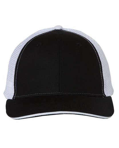 Valucap Sandwich Trucker Cap - Black/ White Front