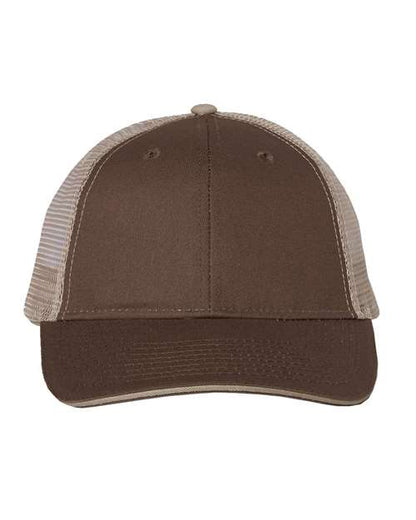 Valucap Sandwich Trucker Cap - Brown/ Khaki Front