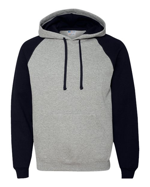 JERZEES Unisex Nublend® Colorblocked Raglan Hooded Sweatshirt - Oxford/ Black Front