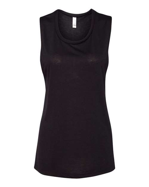 BELLA + CANVAS Women's Flowy Scoop Muscle Tank - Black Front
