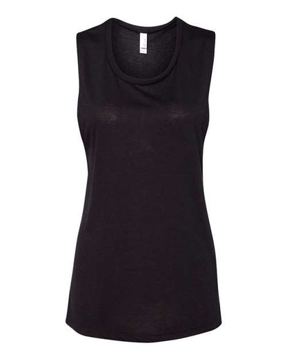 BELLA + CANVAS Women's Flowy Scoop Muscle Tank - Black Front