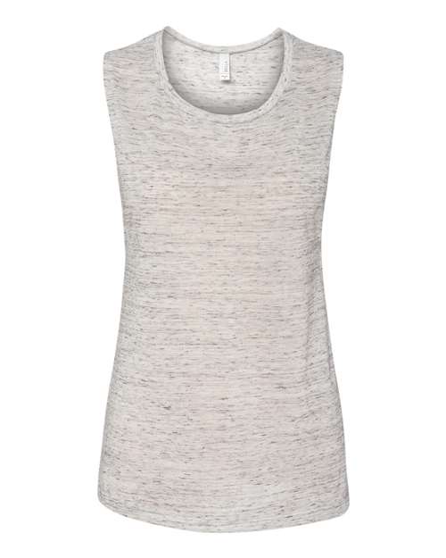 BELLA + CANVAS Women's Flowy Scoop Muscle Tank - White Marble Front