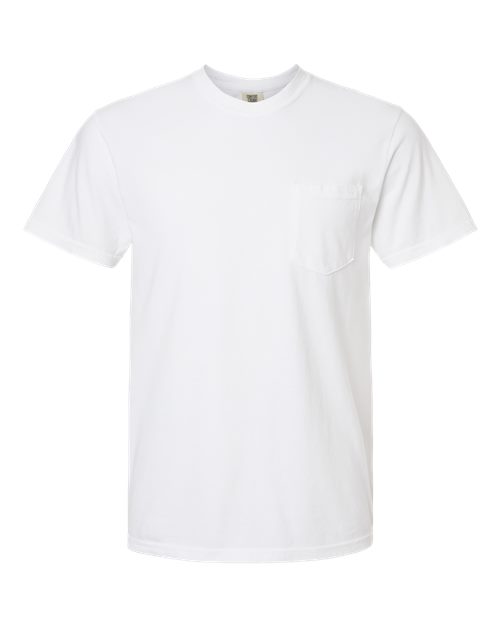 Comfort Colors Unisex Garment-Dyed Heavyweight Pocket T-Shirt - White Front