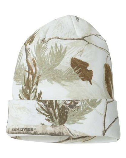 Kati 12" Licensed Camo Cuffed Beanie - White Realtree AP Front