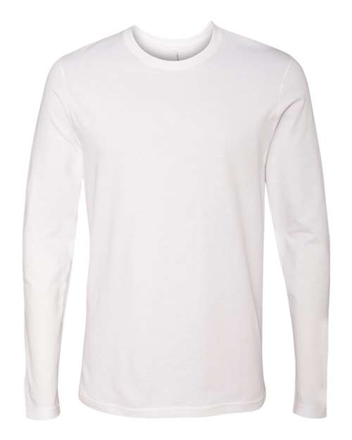 Next Level Unisex Cotton Long Sleeve Tee - White Front