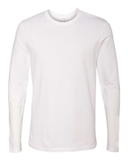 Next Level Unisex Cotton Long Sleeve Tee - White Front