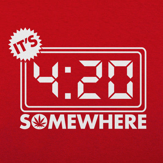 It's 4:20 Somewhere Digital Clock graphic Unisex Heavyweight T-Shirt in Red