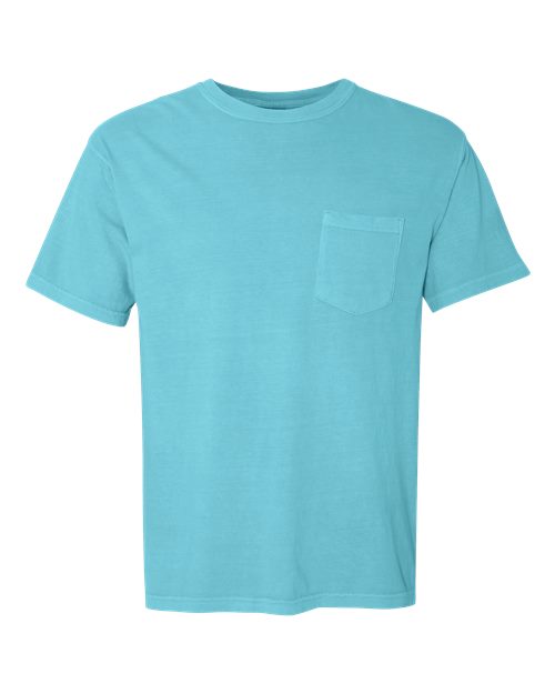 Comfort Colors Unisex Garment-Dyed Heavyweight Pocket T-Shirt - Lagoon Front