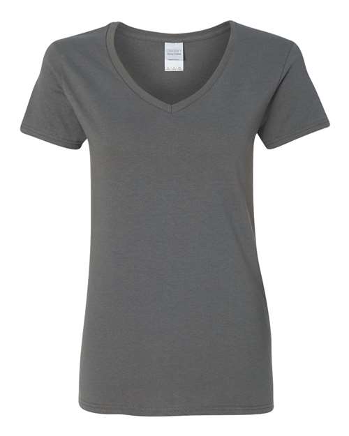 Women's Heavy Cotton™ V-Neck T-Shirt - Charcoal Front