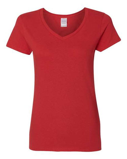 Women's Heavy Cotton™ V-Neck T-Shirt - Red Front