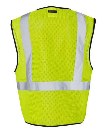 Kishigo Unisex Single Pocket Zipper Mesh Class 2 Vest - Back