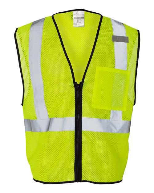 Kishigo Unisex Single Pocket Zipper Mesh Class 2 Vest - Lime Front