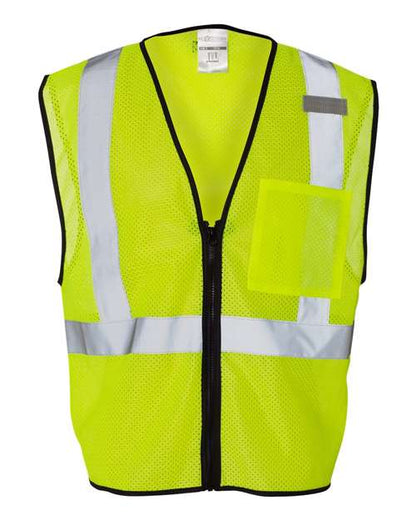 Kishigo Unisex Single Pocket Zipper Mesh Class 2 Vest - Lime Front