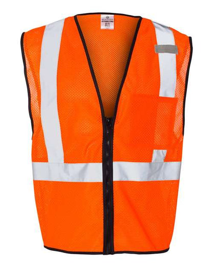 Kishigo Unisex Single Pocket Zipper Mesh Class 2 Vest - Orange Front