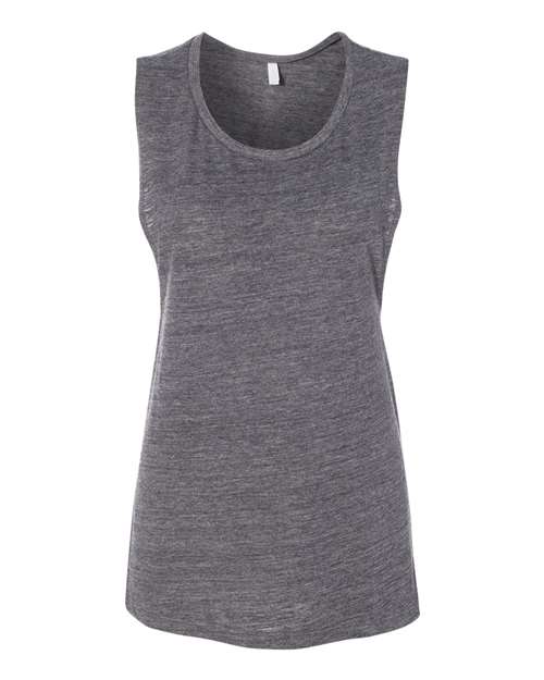 BELLA + CANVAS Women's Flowy Scoop Muscle Tank - Asphalt Slub Front