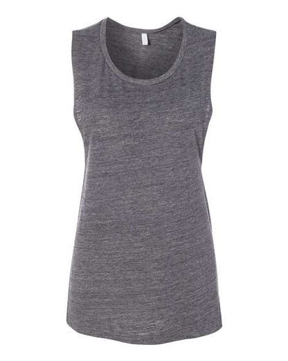 BELLA + CANVAS Women's Flowy Scoop Muscle Tank - Asphalt Slub Front