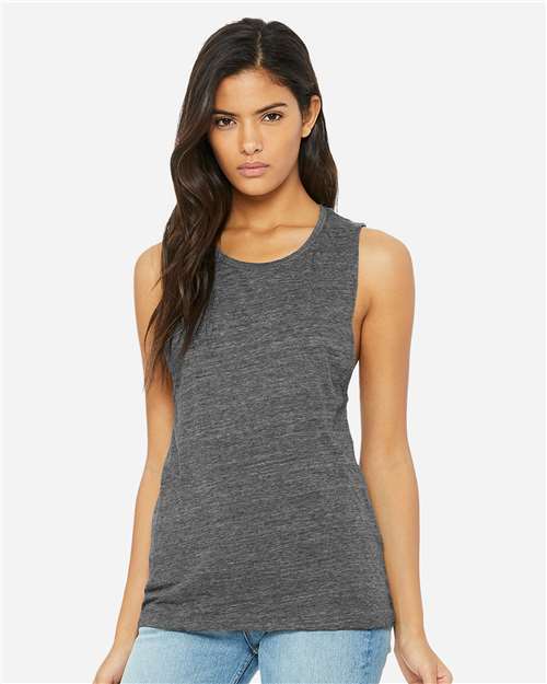 BELLA + CANVAS Women's Flowy Scoop Muscle Tank - Model Front