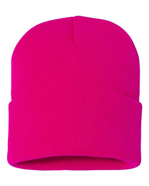 Sportsman 12" Solid Cuffed Beanie - Neon Fuchsia Front