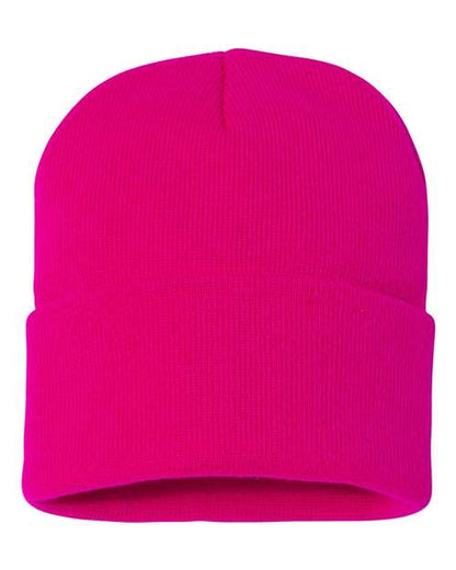 Sportsman 12" Solid Cuffed Beanie - Neon Fuchsia Front