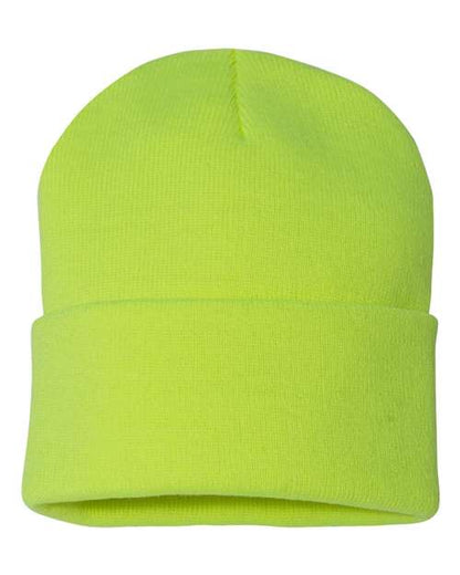 Sportsman 12" Solid Cuffed Beanie - Neon Yellow Front