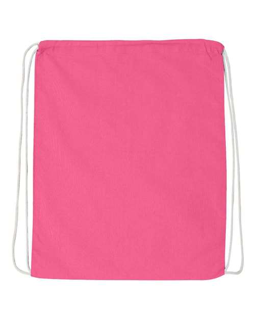 Q-Tees Economical Cotton Drawstring Bag - Azalea Front