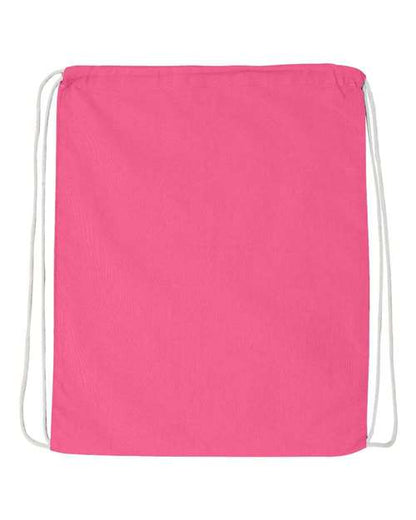 Q-Tees Economical Cotton Drawstring Bag - Azalea Front
