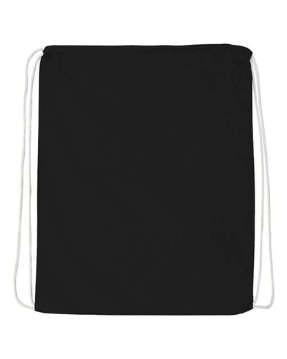 Q-Tees Economical Cotton Drawstring Bag - Black Front