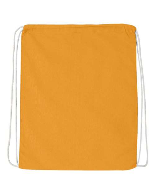 Q-Tees Economical Cotton Drawstring Bag - Gold Front
