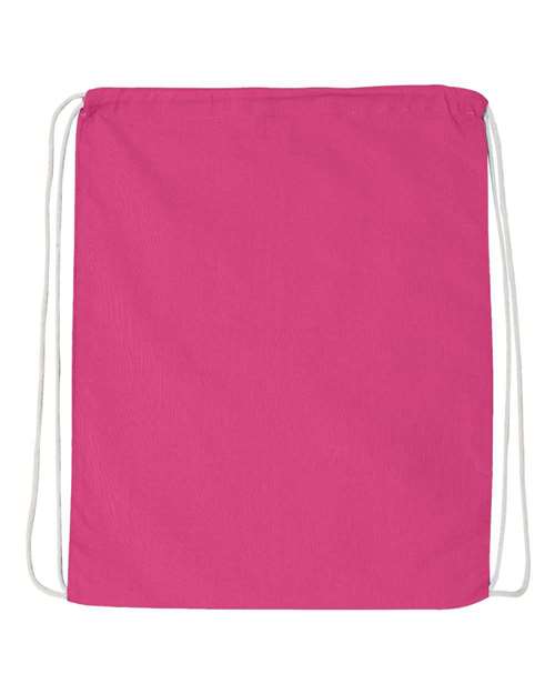 Q-Tees Economical Cotton Drawstring Bag - Hot Pink Front