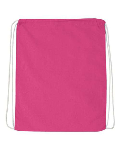 Q-Tees Economical Cotton Drawstring Bag - Hot Pink Front