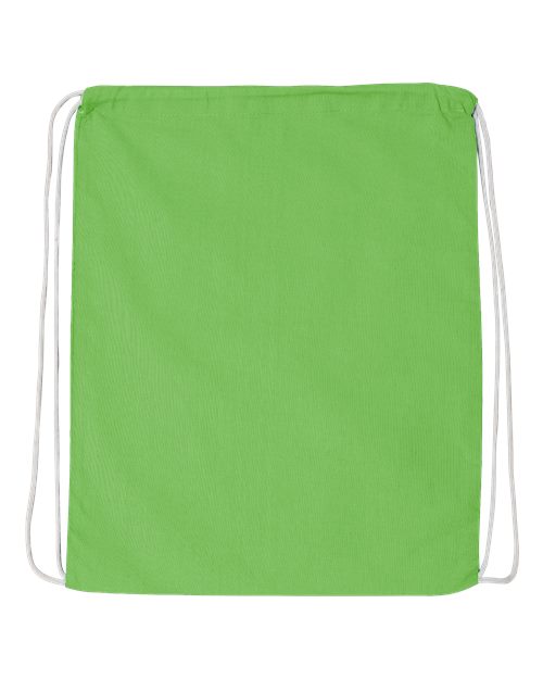 Q-Tees Economical Cotton Drawstring Bag - Lime Front