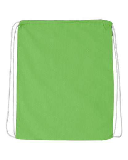Q-Tees Economical Cotton Drawstring Bag - Lime Front