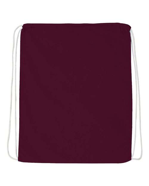 Q-Tees Economical Cotton Drawstring Bag - Maroon Front
