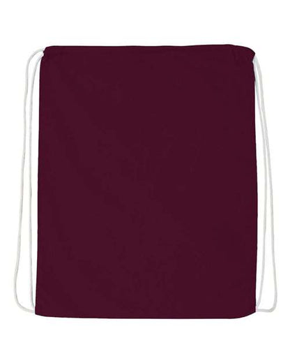 Q-Tees Economical Cotton Drawstring Bag - Maroon Front