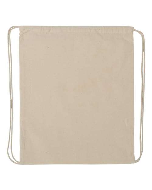 Q-Tees Economical Cotton Drawstring Bag - Natural Front