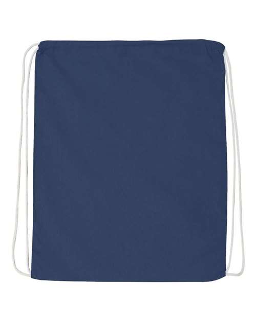 Q-Tees Economical Cotton Drawstring Bag - Navy Front