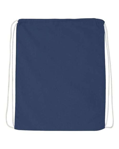 Q-Tees Economical Cotton Drawstring Bag - Navy Front