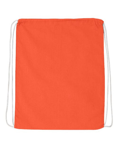 Q-Tees Economical Cotton Drawstring Bag - Orange Front