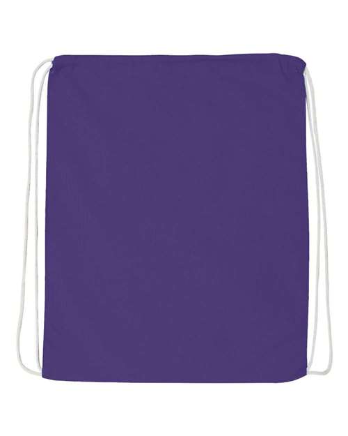 Q-Tees Economical Cotton Drawstring Bag - Purple Front