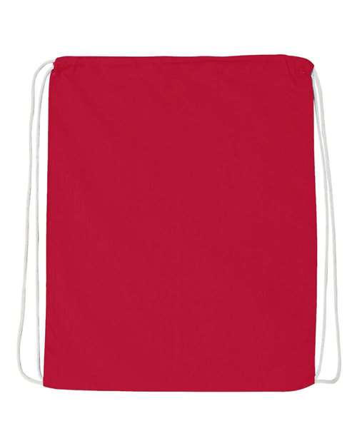 Q-Tees Economical Cotton Drawstring Bag - Red Front