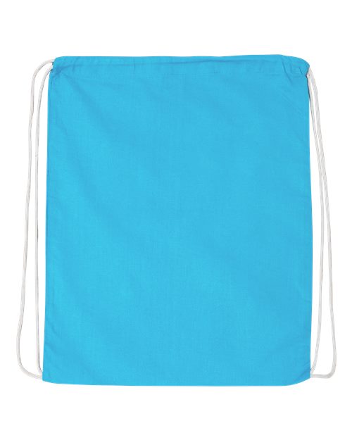 Q-Tees Economical Cotton Drawstring Bag - Turquoise Front