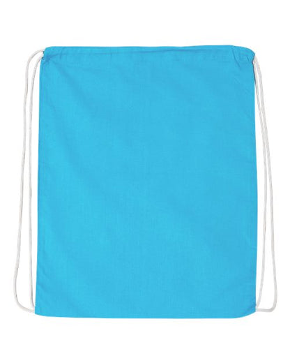 Q-Tees Economical Cotton Drawstring Bag - Turquoise Front