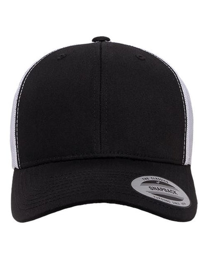 YP Classics Retro Trucker Cap - Black/ White Front