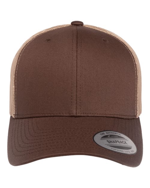 YP Classics Retro Trucker Cap - Brown/ Khaki Front
