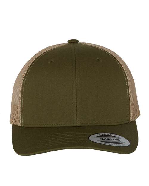 YP Classics Retro Trucker Cap - Moss/ Khaki Front