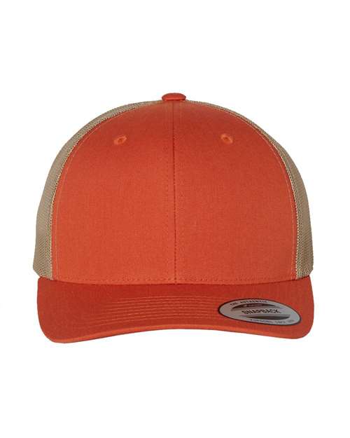 YP Classics Retro Trucker Cap - Rustic Orange/ Khaki Front