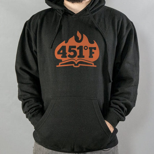 451 Fahrenheit Burning Book in Flames graphic Hoodie in Black